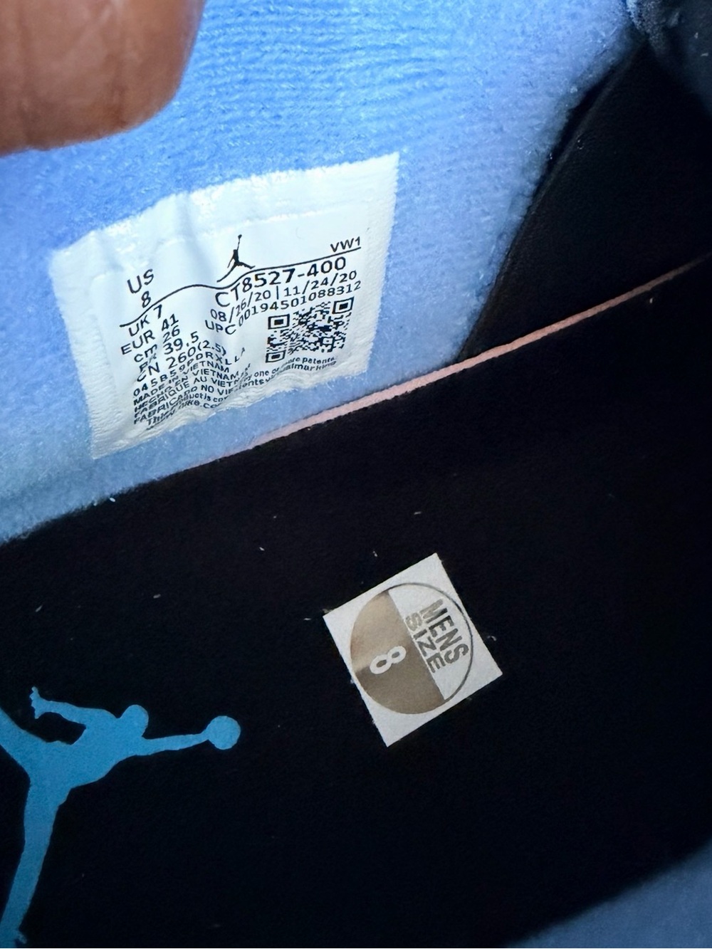 Jordan Retro 4 Shoes in Light Blue, Black, Gray - Picture 5 of 6